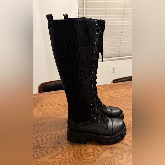 NWT Sam Edelman leather Combat Lace-Up Knee-High Boots - Picture 5 of 7